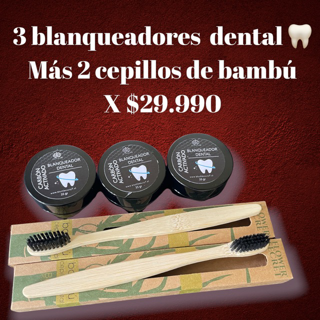 3 blanqueadores dental + 2 cepillo de bambú 